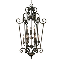 8063-CG9 BUS - Heartwood 2 Tier - 9 Light Caged Foyer in Burnt Sienna with Drip Candlesticks